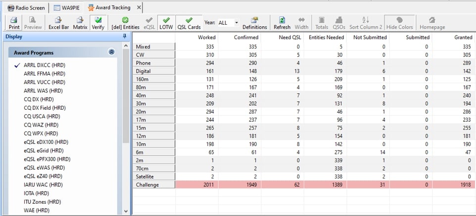 Ham Radio Deluxe Logbook DX Awards Tracking Ham Logging Software